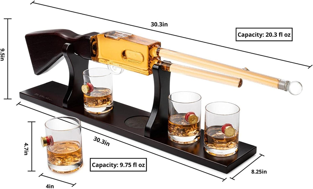 Pistol Whiskey Liquor Gun Decanter & Pistol Shot Glasses Set Drink Gifts  for Men