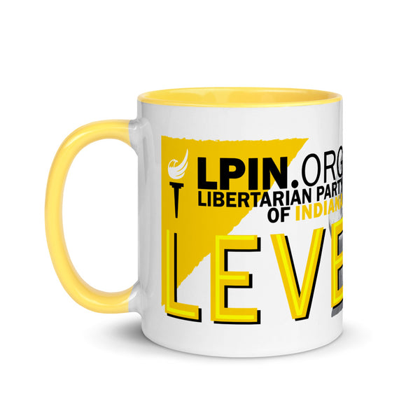 Level Up for Liberty LP Indiana Mug with Color Inside - Proud Libertarian - Libertarian Party of Indiana