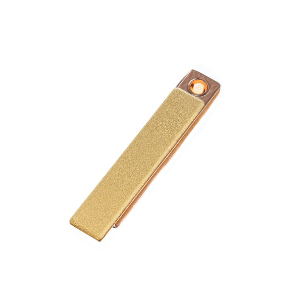 Flameless Rectangular Metal Trim Lighter Gold by Creative Gifts