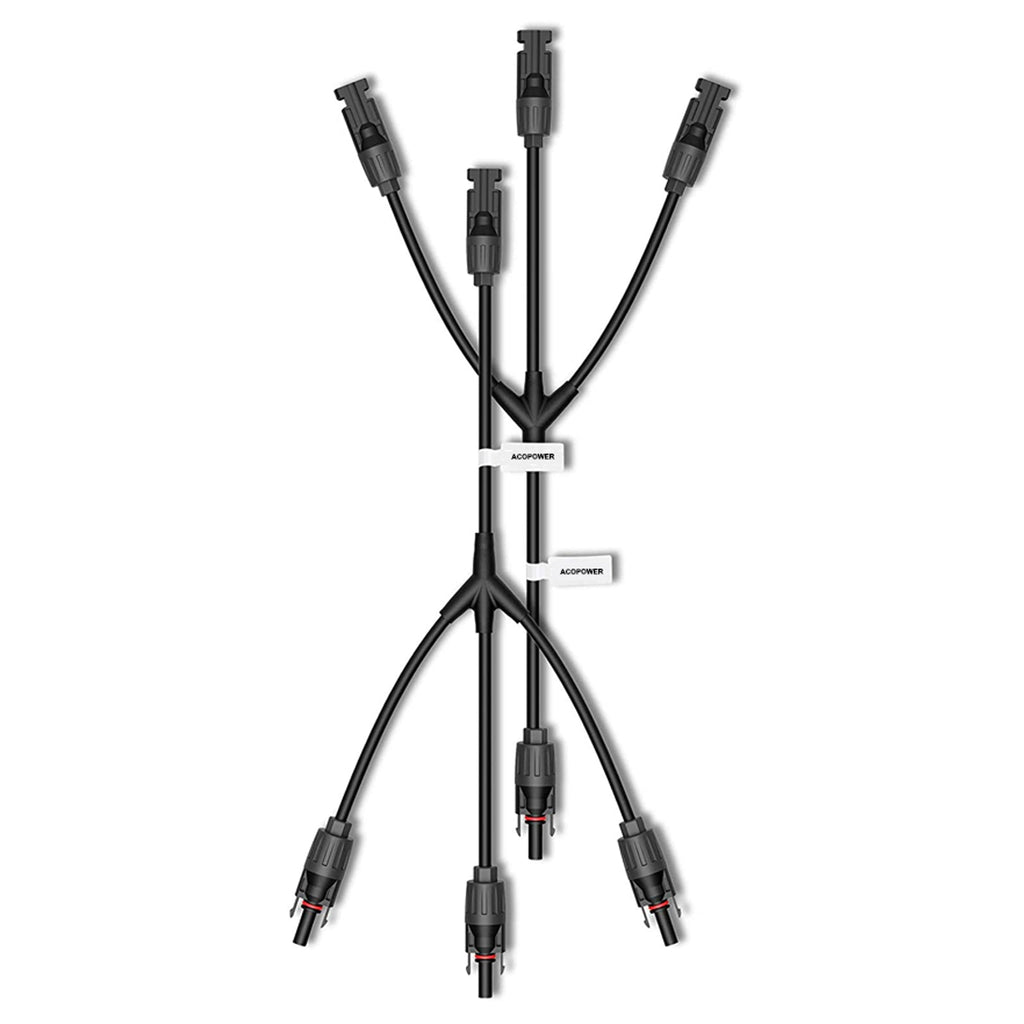 Solar Connectors M Branch Parallel Adapter Cable MMMF+FFFM Pair by ACOPOWER