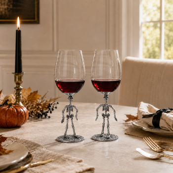 Stemmed Skeleton Wine Glass Set Of 2 By 12OZ Skeleton Glasses 10 H Goth Gifts Skelet
