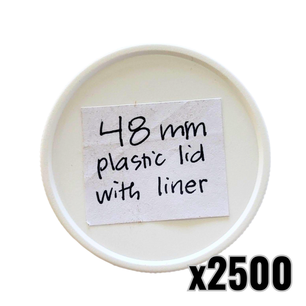 48 mm White Plastic Lids with Pressure Seal