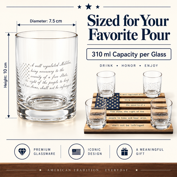 2nd Amendment American Flag Bullet Glasses Premium Barware Gift