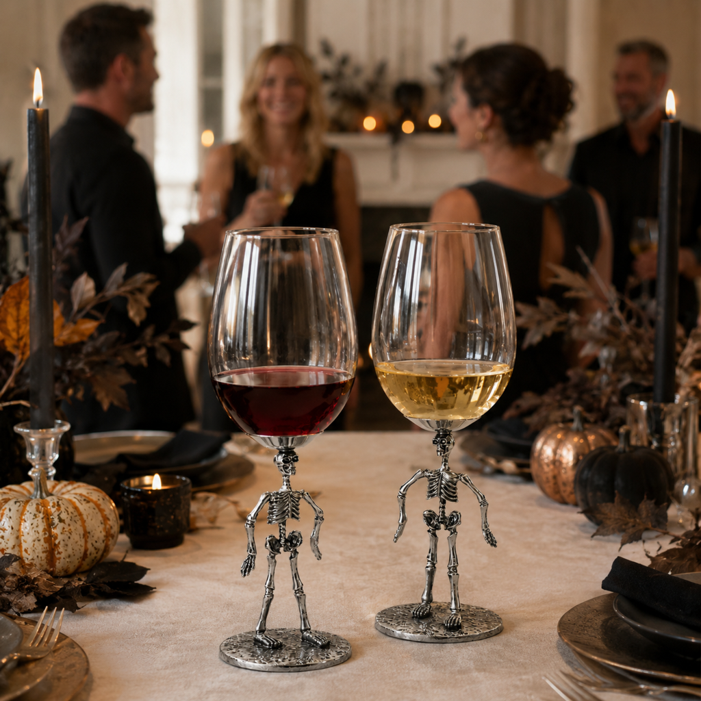 Stemmed Skeleton Wine Glass Set Of 2 By 12OZ Skeleton Glasses 10 H Goth Gifts Skelet