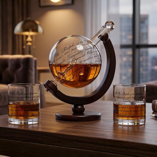 Lady Justice Law U.S. Constitution Whiskey & Wine Decanter Set - 850ml