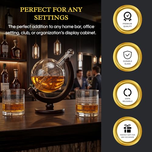 Lady Justice Law U.S. Constitution Whiskey & Wine Decanter Set - 850ml