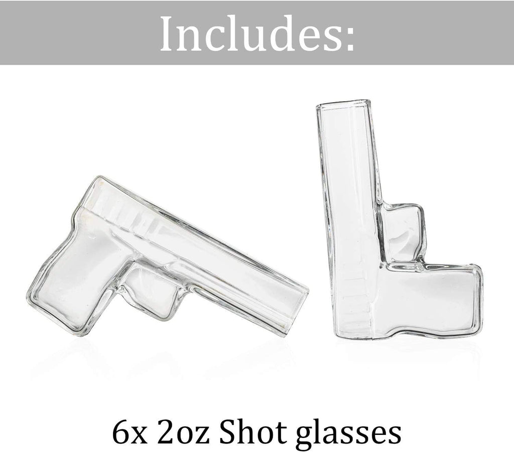 Pistol Whiskey Gun Decanter & Pistol Shot Glasses Set - Comes with A large Carrying Case - Drinking Party Accessories, Great Gift by The Wine Savant