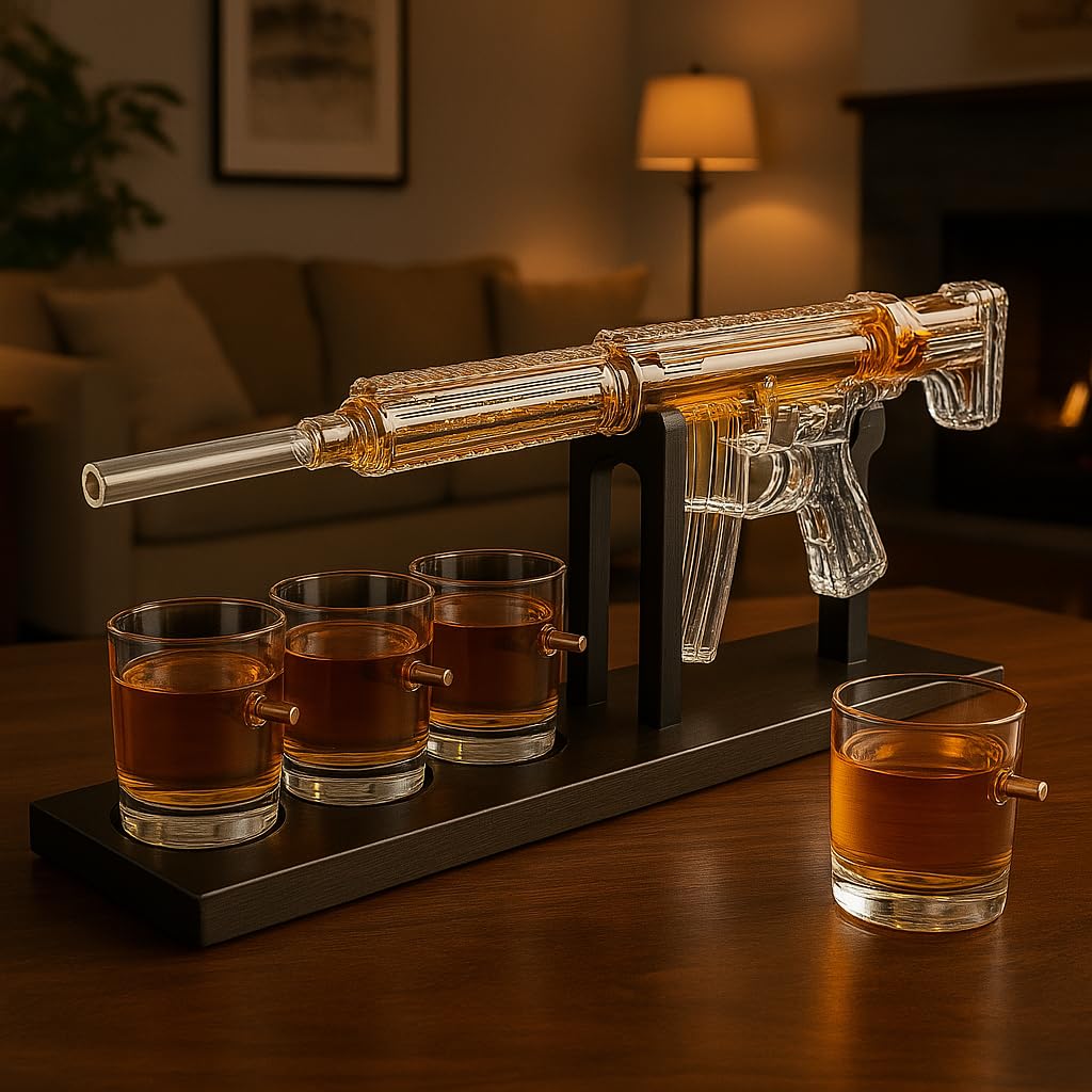 AR15 Whiskey Gun Decanter Set 1000 ml & 4 12oz Bullet Glasses