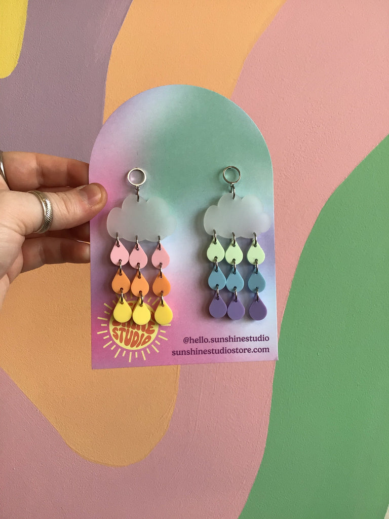 Pastel Rainbow Cloud Pride Earrings