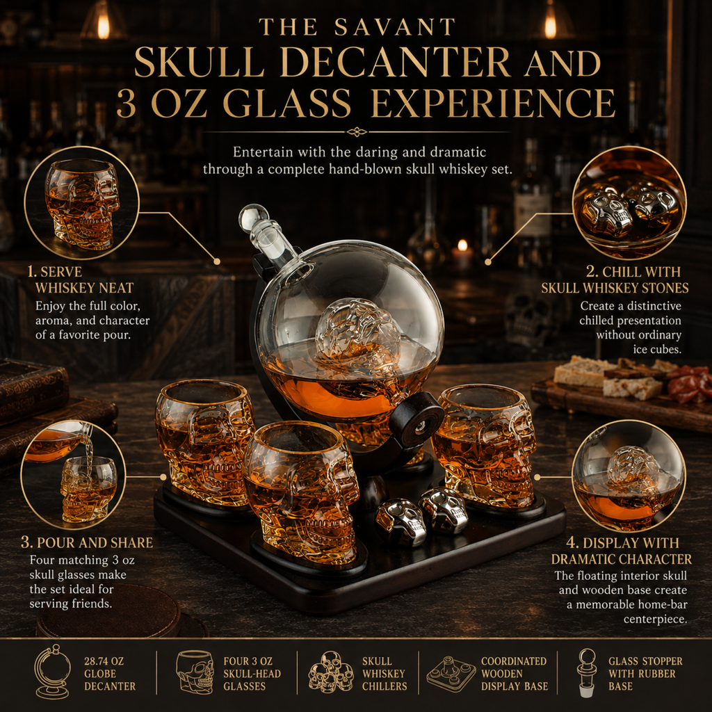 Large Skull Face Decanter Premium Barware Gift Elegant Drinkware Collection