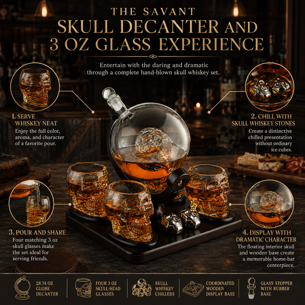 Large Skull Face Decanter Premium Barware Gift Elegant Drinkware Collection
