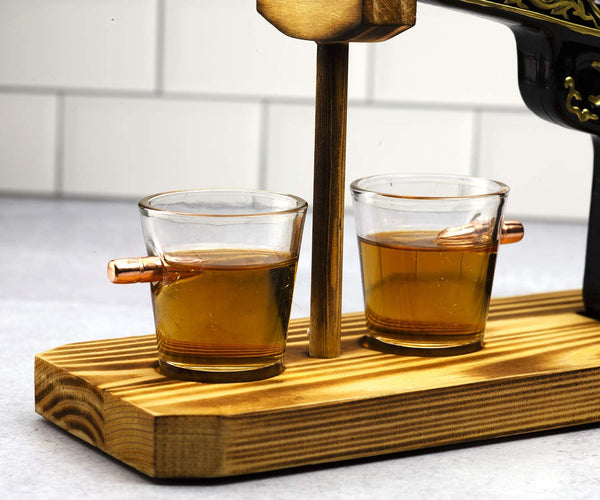 Hand Painted Pistol Whiskey & Wine Decanter