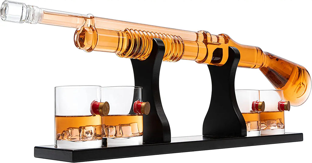 Shotgun Whiskey Decanter Set - 800 ml & 4 12oz Bullet Glasses