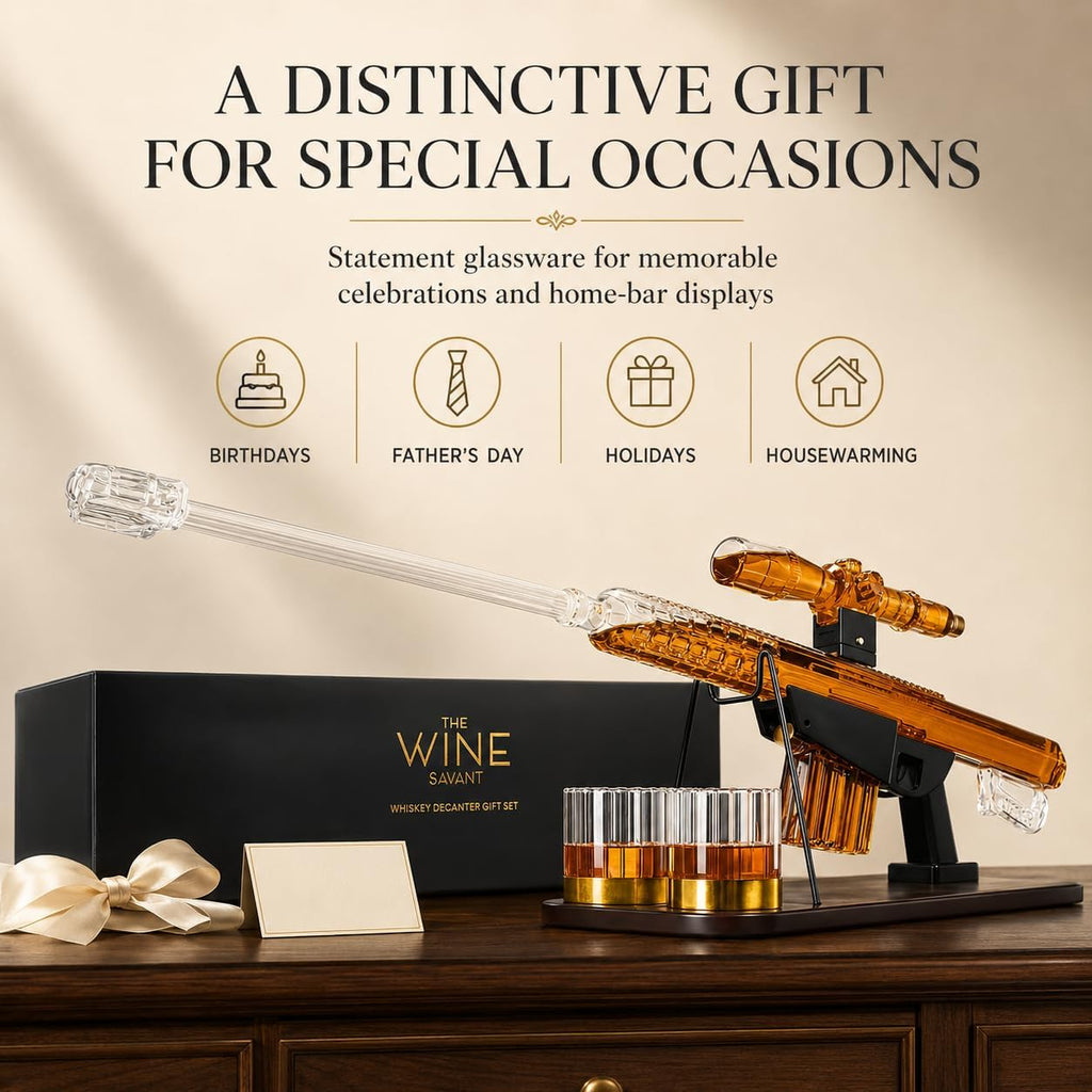 Whiskey Decanter Set Sniper Liquor Decanter Silencer Stopper Ml 2 12OZ Glasses Unique Gift Drinking