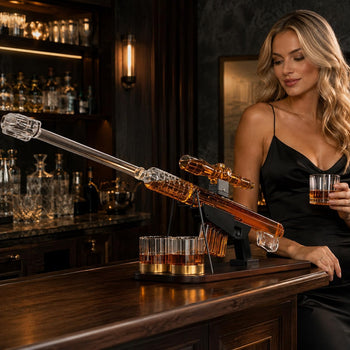 Whiskey Decanter Set Sniper Liquor Decanter Silencer Stopper Ml 2 12OZ Glasses Unique Gift Drinking