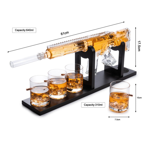AR15 Whiskey Gun Decanter Set 1000 ml & 4 12oz Bullet Glasses