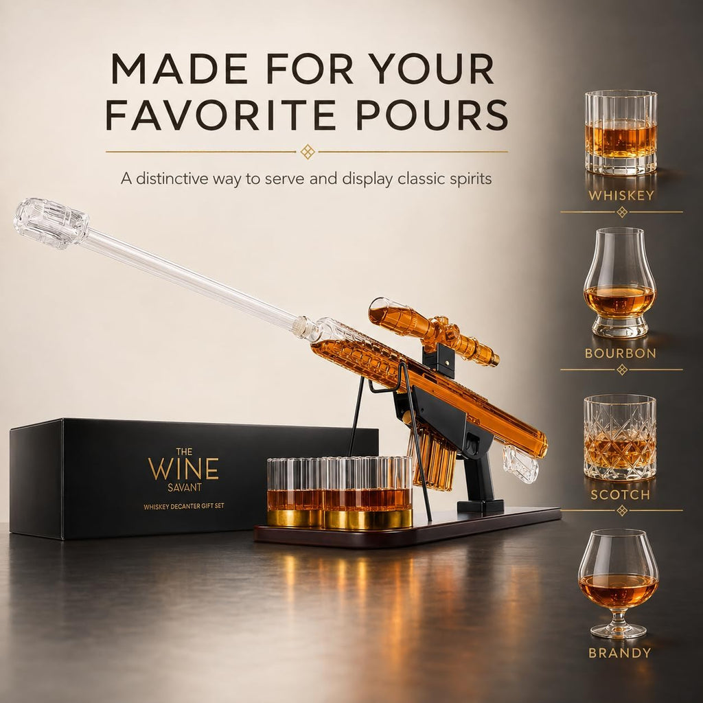 Whiskey Decanter Set Sniper Liquor Decanter Silencer Stopper Ml 2 12OZ Glasses Unique Gift Drinking