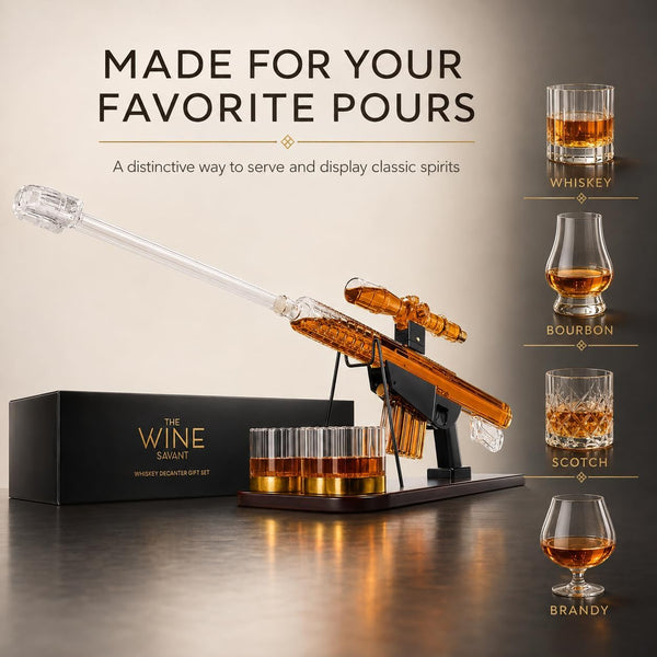 Whiskey Decanter Set Sniper Liquor Decanter Silencer Stopper Ml 2 12OZ Glasses Unique Gift Drinking