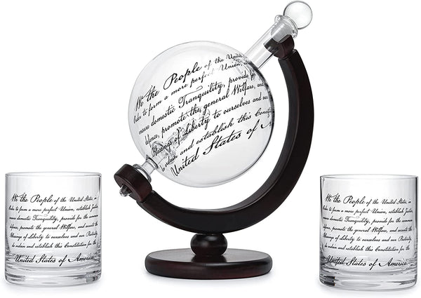 Lady Justice Law U.S. Constitution Whiskey & Wine Decanter Set - 850ml Attorney, Lawyer, Judge Gift - Promotion, Milestone, Law School Graduation, Retirement, Congress & Senate Gifts, For Men & Women