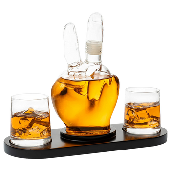 Peace Sign Wine and Whiskey Decanter 750ml With 2 10oz Glasses by The Wine Savant 9