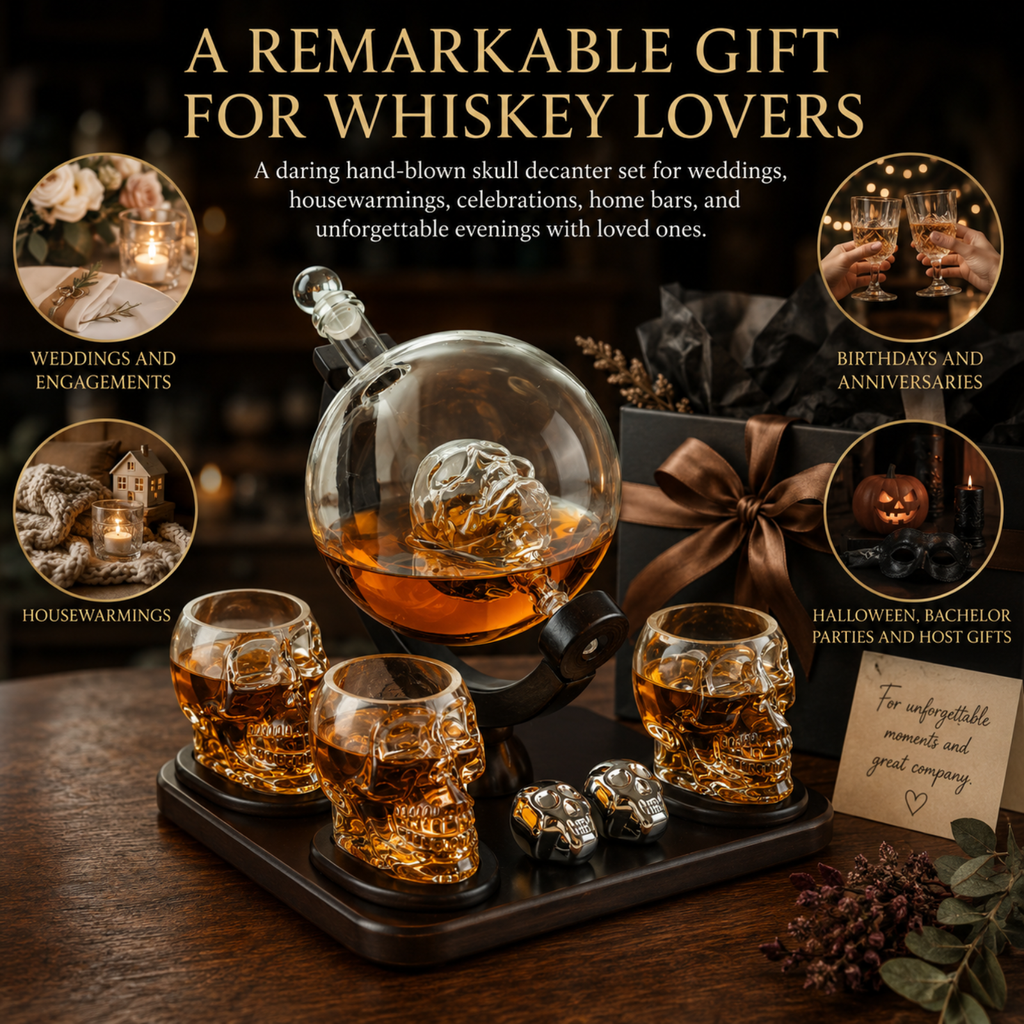 Large Skull Face Decanter Premium Barware Gift Elegant Drinkware Collection