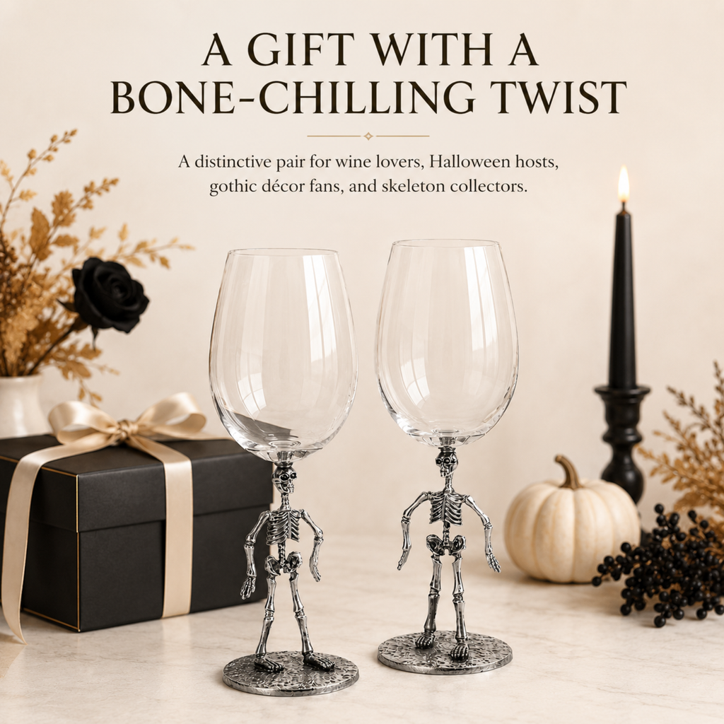 Stemmed Skeleton Wine Glass Set Of 2 By 12OZ Skeleton Glasses 10 H Goth Gifts Skelet