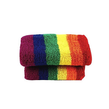 '80s Style Rainbow Wristbands | Absorbent Stretch Exercise Cuffs by The Bullish Store