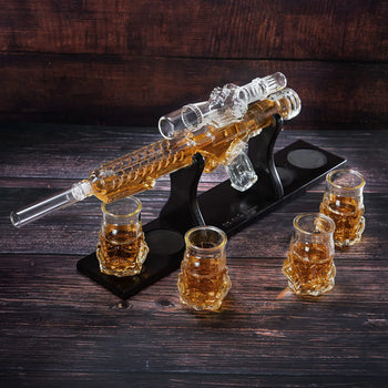 Blaster Force Gun Whiskey & Wine Decanter Set Glasses - Energized Particle Weaponry Elegant Decanter 24
