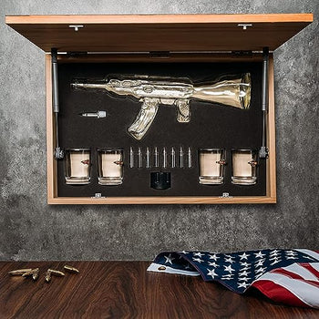 Whiskey Decanter Flag Set - 1000ml AK47 Rifle Gun