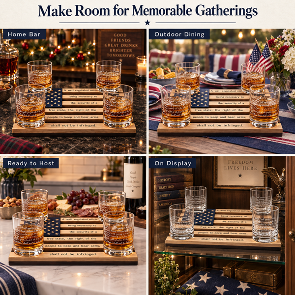 2nd Amendment American Flag Bullet Glasses Premium Barware Gift