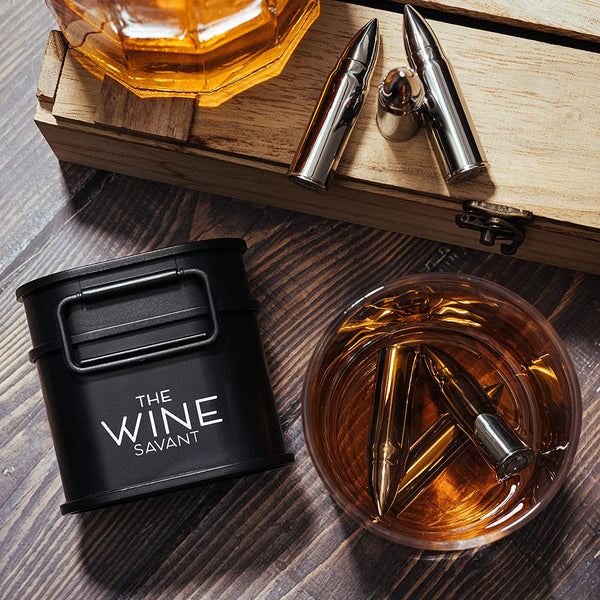 Whiskey Stones Ammunition Box Bullets Stainless Steel (Black)