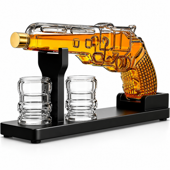 Whiskey Decanter Set 7 7 Oz With Two 1 6 Oz Shot Glasses Pistol Gun Unique Birthday Gift Ideas For S