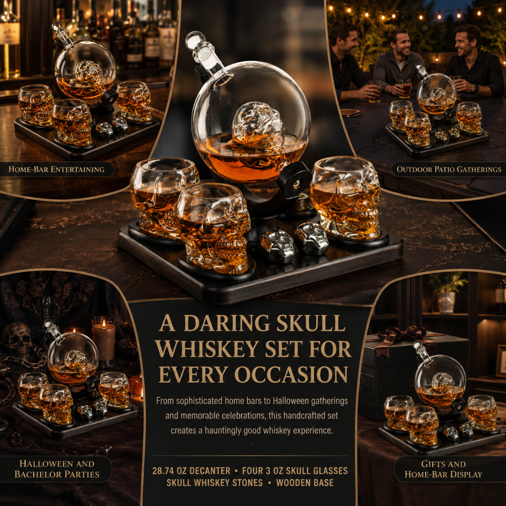Large Skull Face Decanter Premium Barware Gift Elegant Drinkware Collection