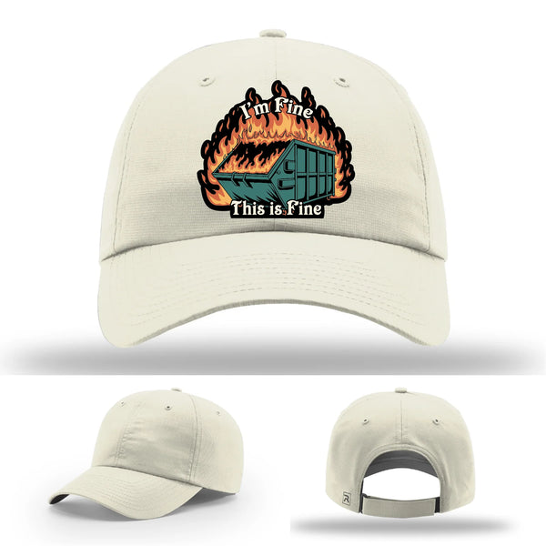 This Is Fine Leather Patch Hat – Dumpster Fire Design