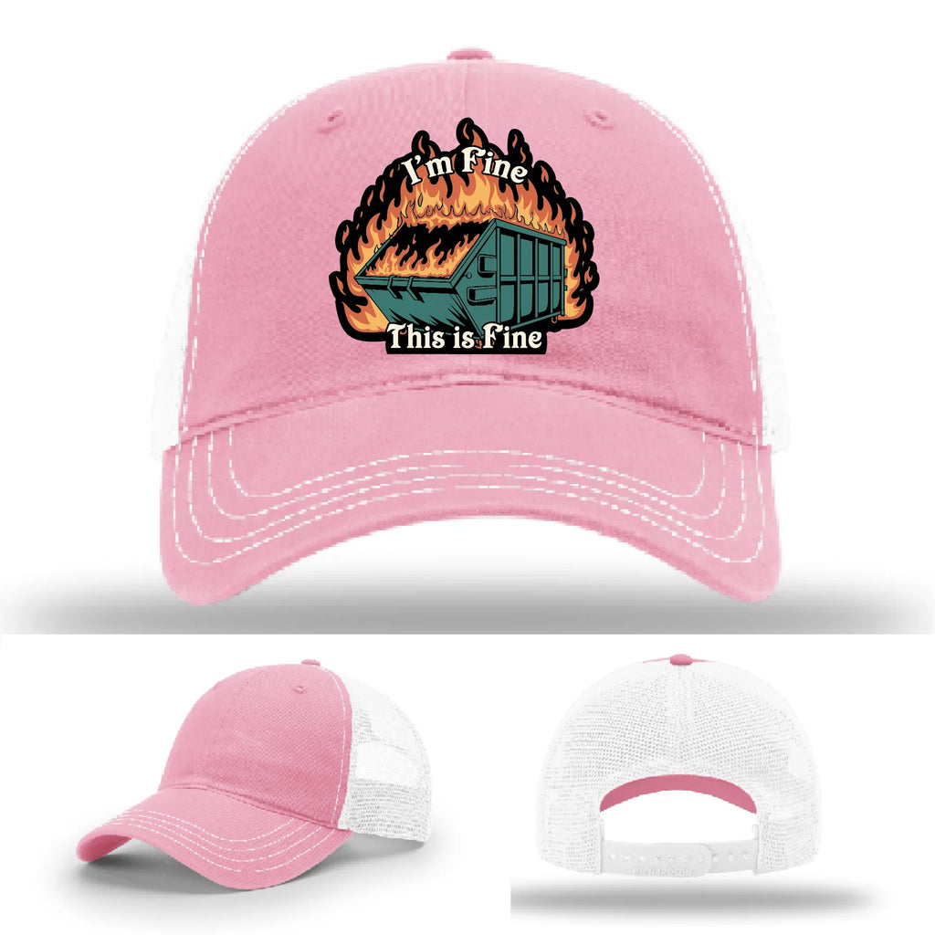 This Is Fine Leather Patch Hat – Dumpster Fire Design
