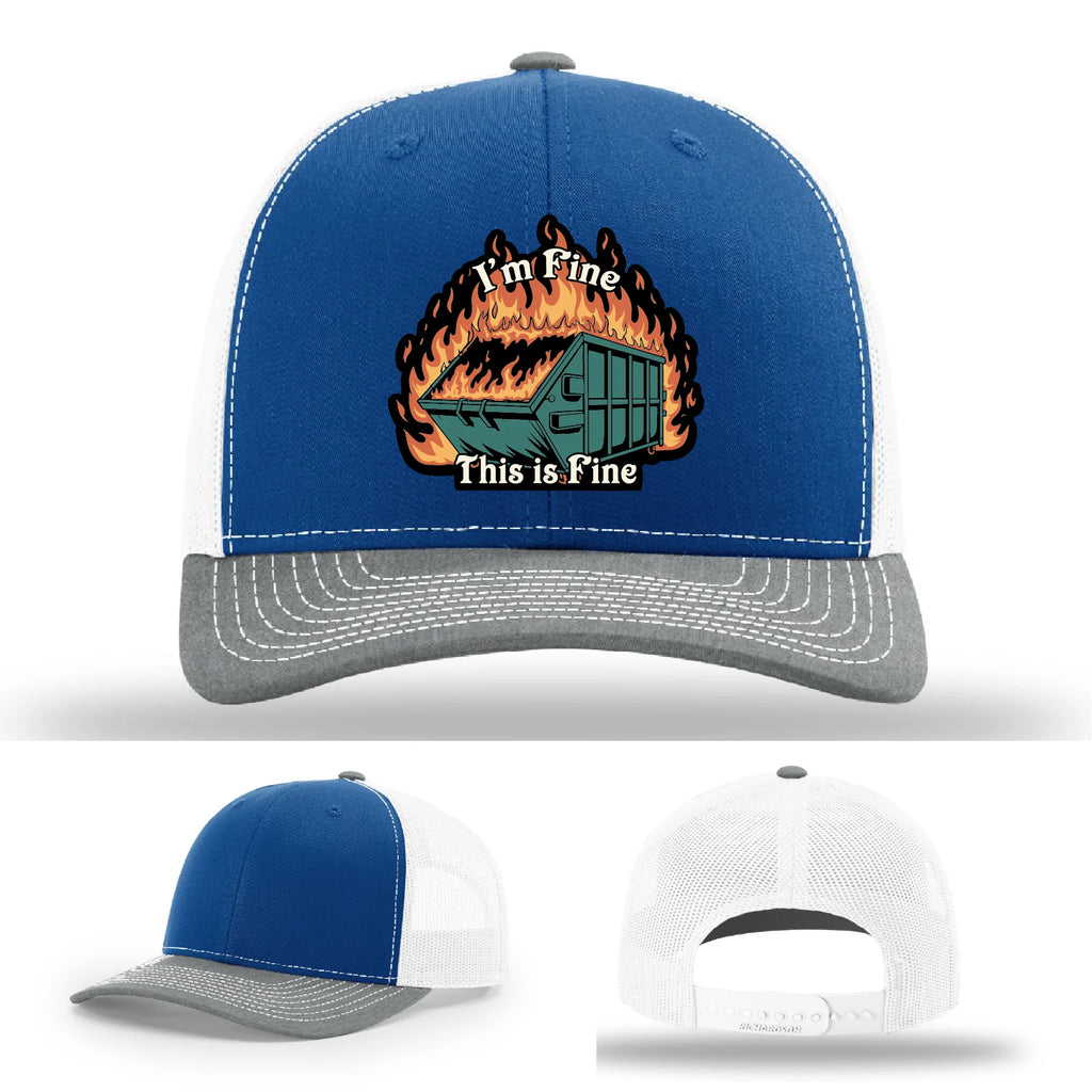 This Is Fine Leather Patch Hat – Dumpster Fire Design