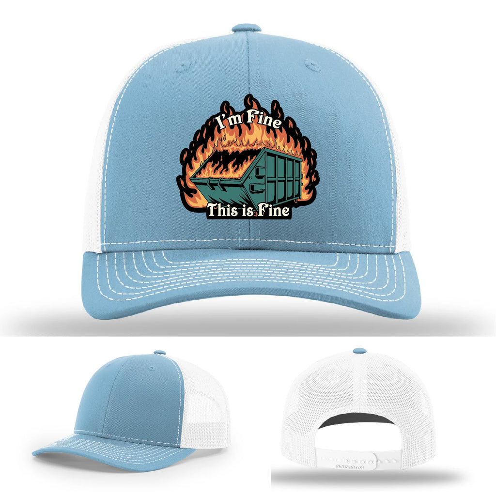 This Is Fine Leather Patch Hat – Dumpster Fire Design