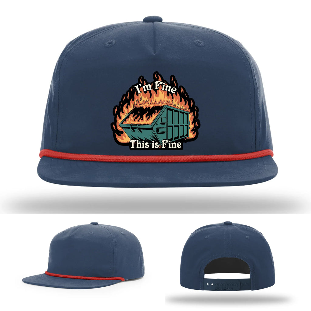 This Is Fine Leather Patch Hat – Dumpster Fire Design
