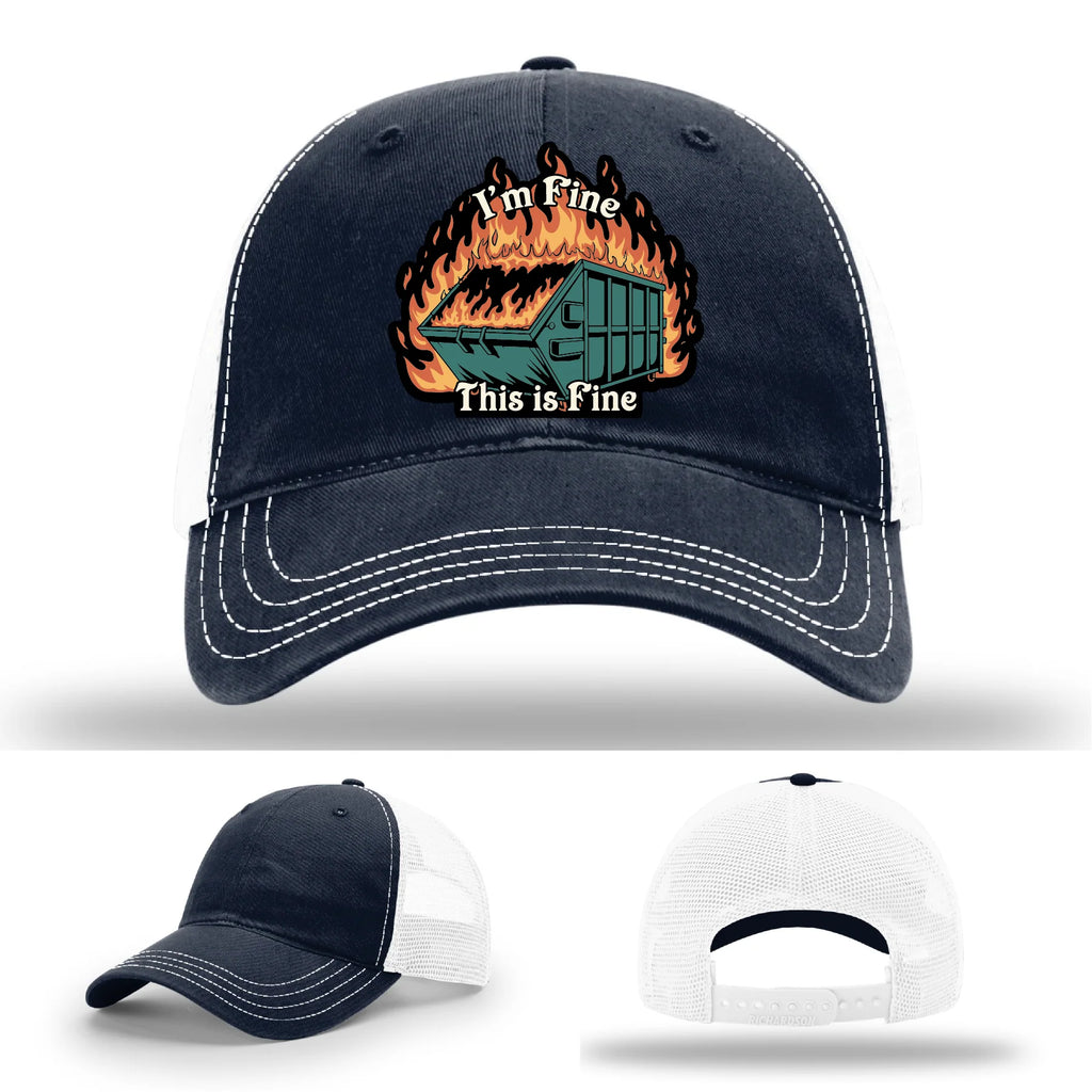 This Is Fine Leather Patch Hat – Dumpster Fire Design