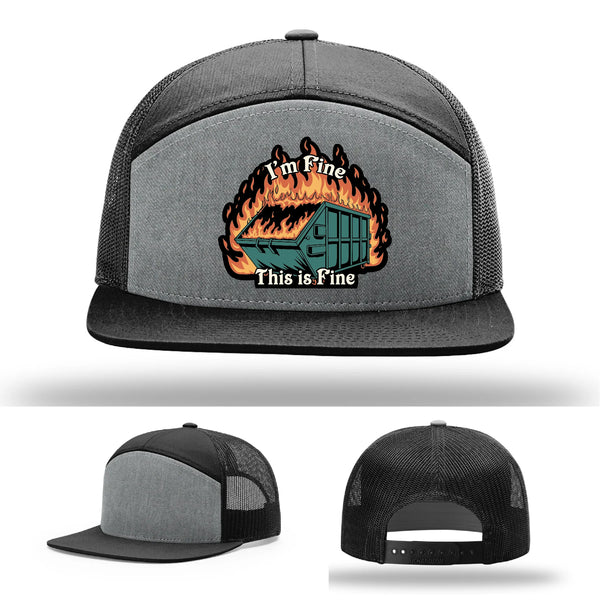 This Is Fine Leather Patch Hat – Dumpster Fire Design