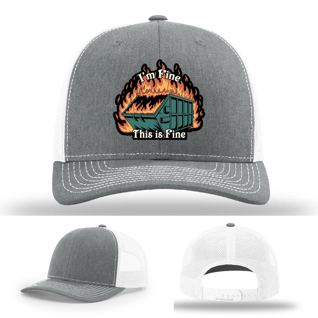 This Is Fine Leather Patch Hat – Dumpster Fire Design
