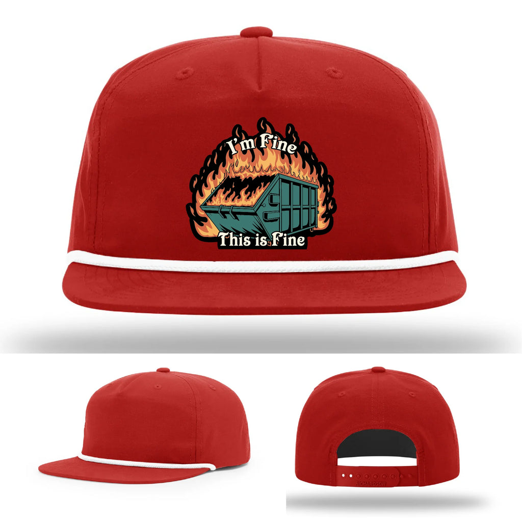 This Is Fine Leather Patch Hat – Dumpster Fire Design