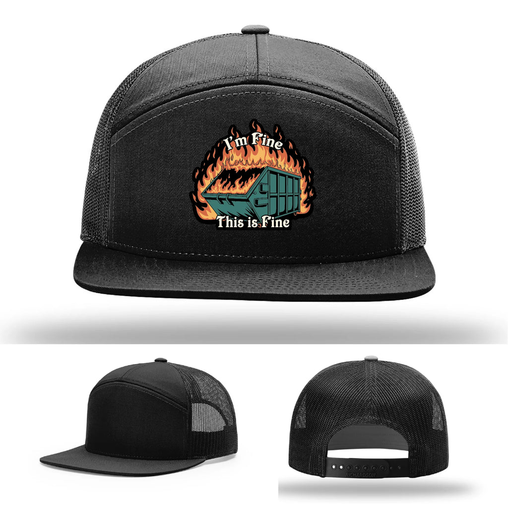 This Is Fine Leather Patch Hat – Dumpster Fire Design
