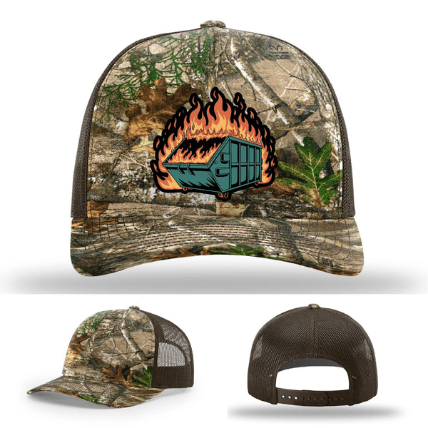 Dumpster Fire Leather Patch Hat