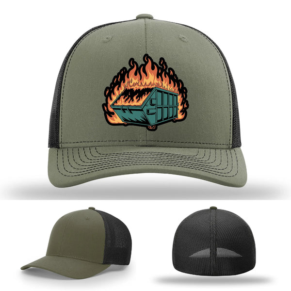 Dumpster Fire Leather Patch Hat