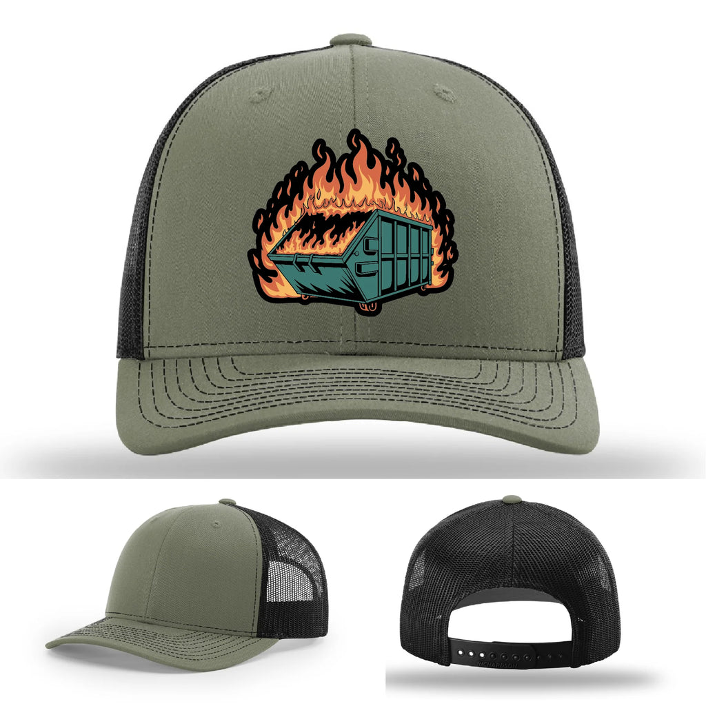 Dumpster Fire Leather Patch Hat