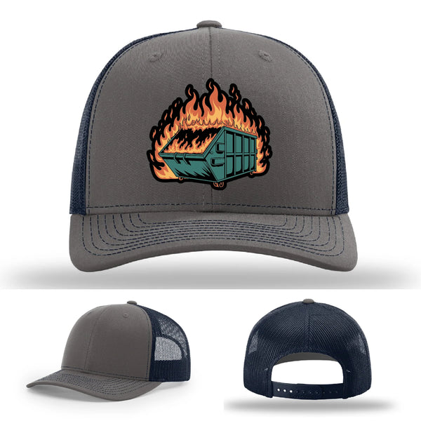 Dumpster Fire Leather Patch Hat