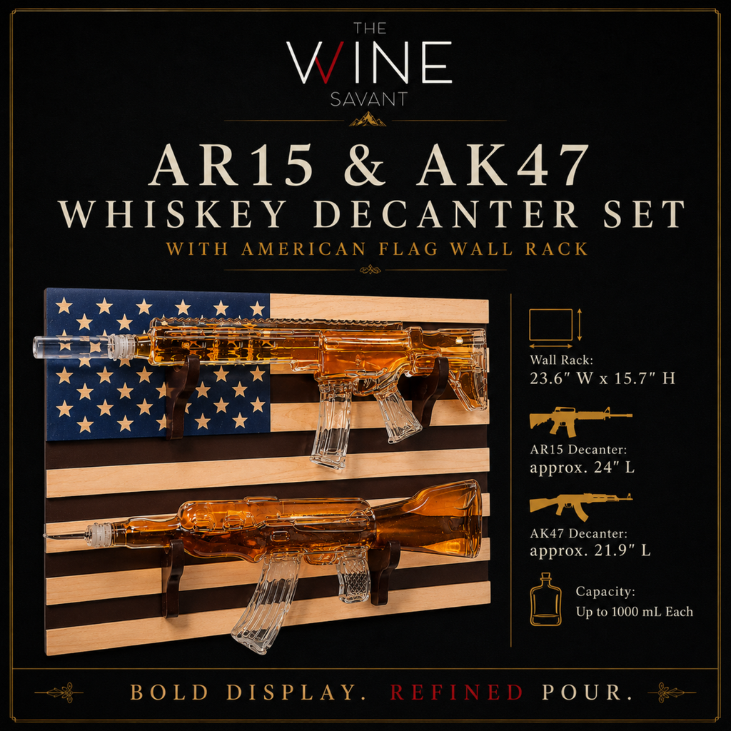 2 Gun Whiskey Decanters Set Ar15 And Ak47 Gun Decanter 1000ML American Flag Wall Rack By The Wine Sa