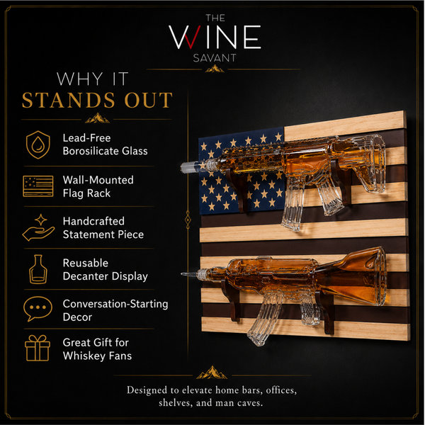 2 Gun Whiskey Decanters Set Ar15 And Ak47 Gun Decanter 1000ML American Flag Wall Rack By The Wine Sa