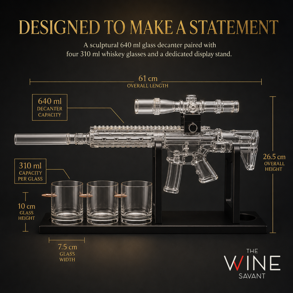 Whiskey Decanter Set Ar Limited Edition Wooden Silencer Stopper 800 Ml 4 12OZ Bullet Glasses Unique